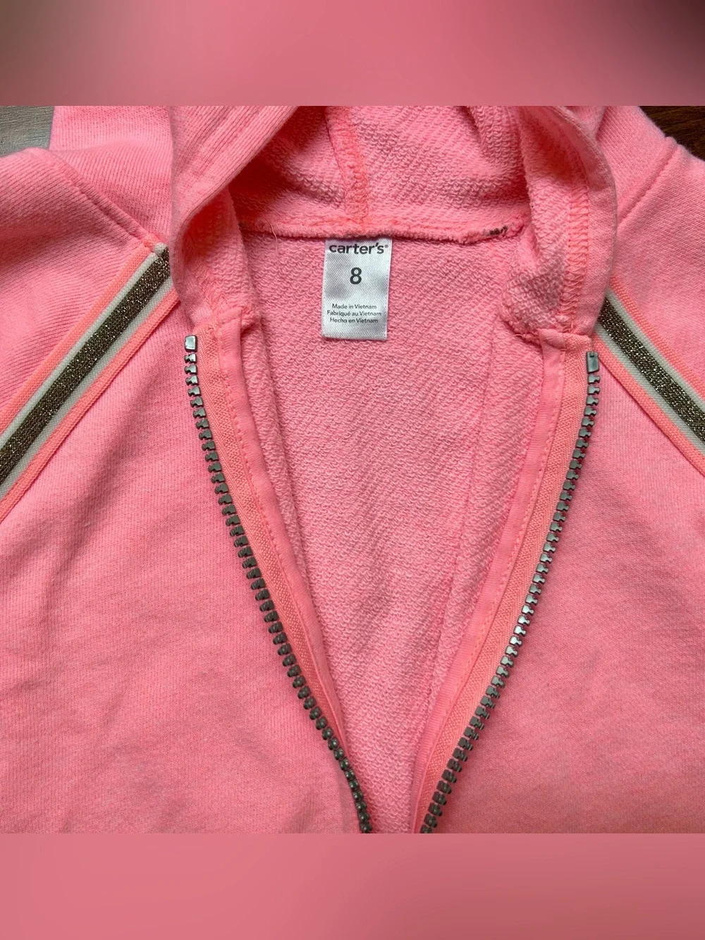 Bright Pink (size 8) Carters zip up hoodie!